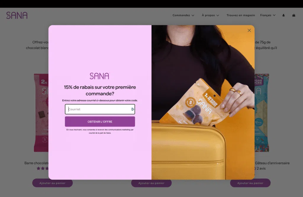Site e-commerce Shopify Chocolats Sana